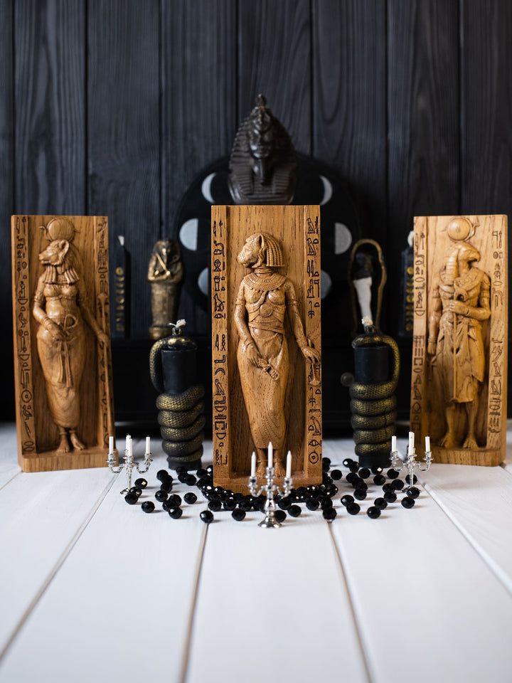 bastet goddess statue | Wooden statue for Bastet altar
