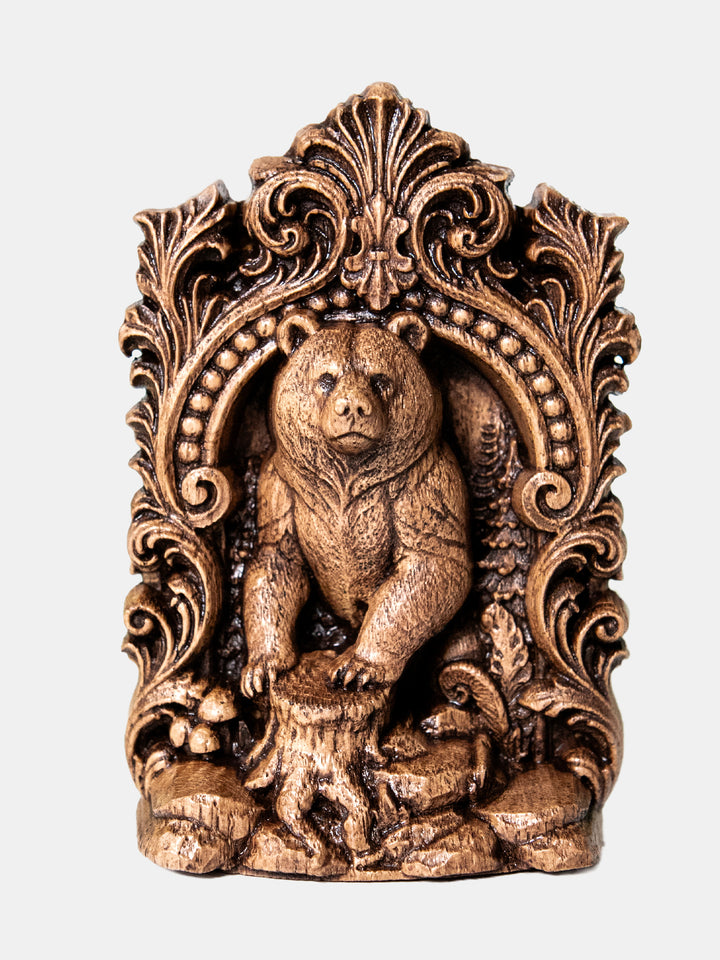 Bear Totem Statue – Wooden Bear Forest Guardian Figurine