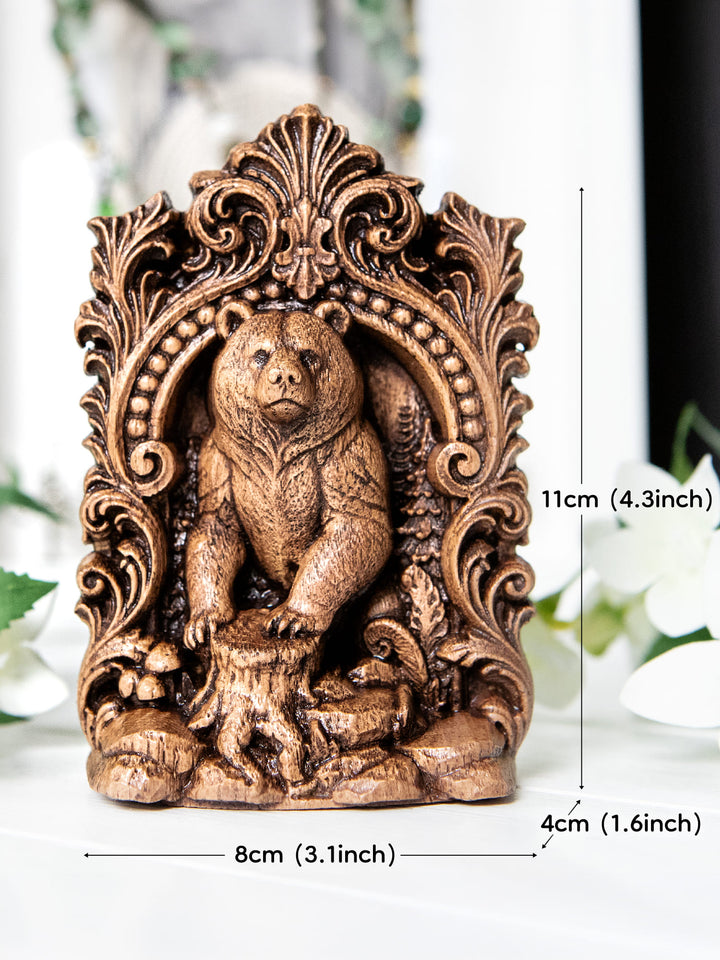 Bear Totem Statue – Wooden Bear Forest Guardian Figurine