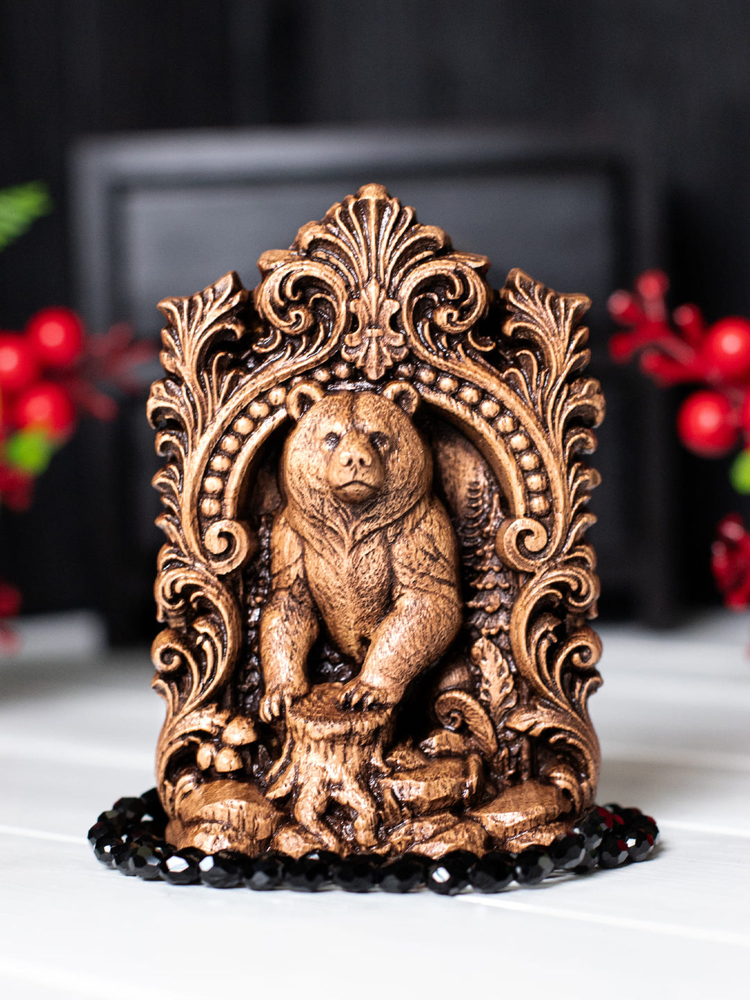 Bear Totem Statue – Wooden Bear Forest Guardian Figurine