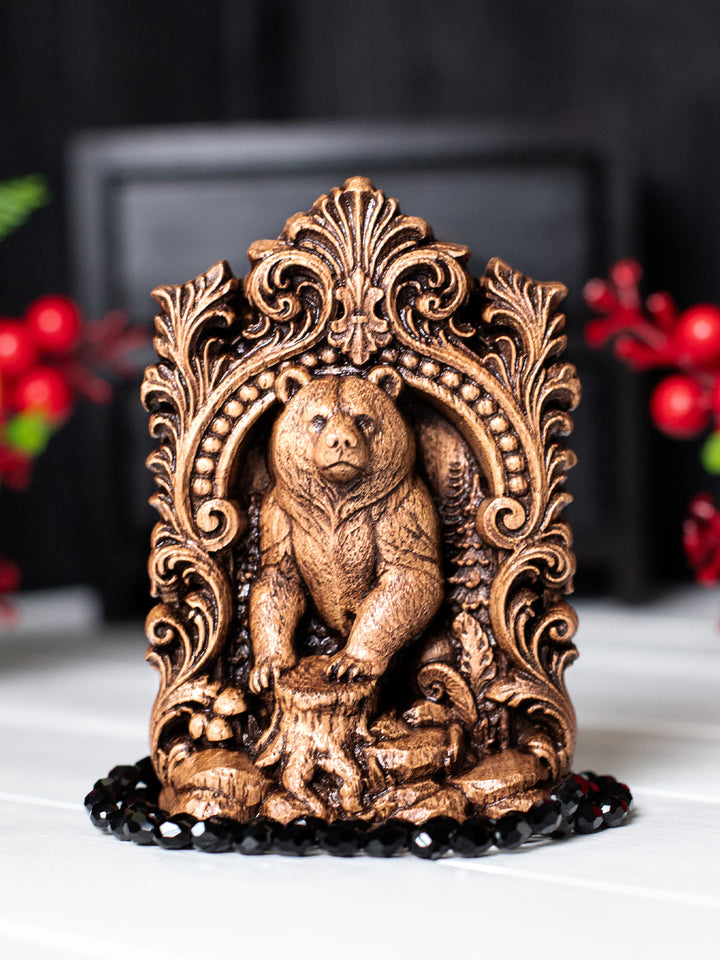 Bear Totem Statue – Wooden Bear Forest Guardian Figurine