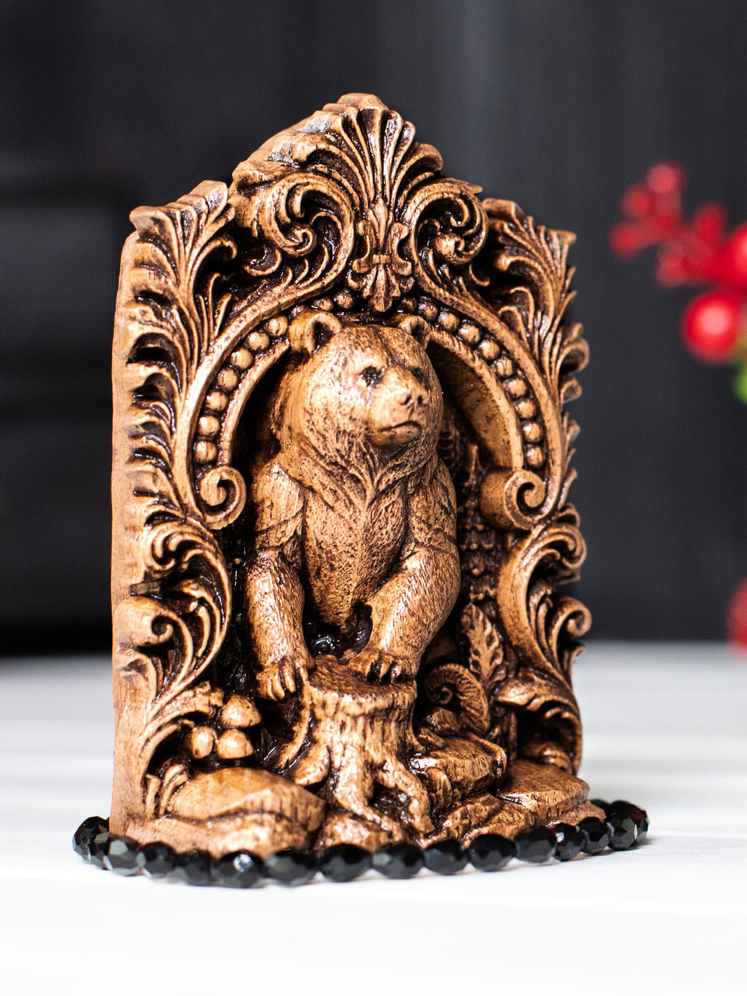 Bear Totem Statue – Wooden Bear Forest Guardian Figurine
