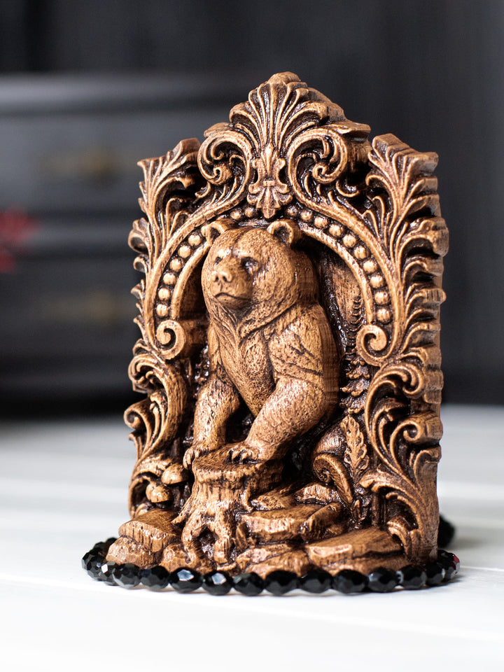 Bear Totem Statue – Wooden Bear Forest Guardian Figurine