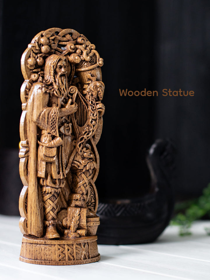 Bragi Figure - Norse God of Music Singing with Drum and Quill