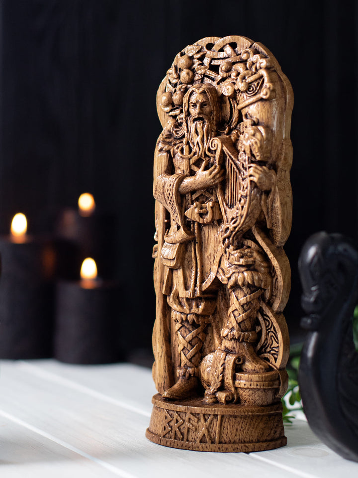 Bragi Figure - Norse God of Music Singing with Drum and Quill