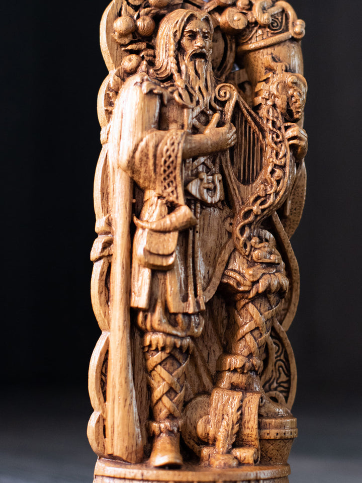 Bragi Figure - Norse God of Music Singing with Drum and Quill