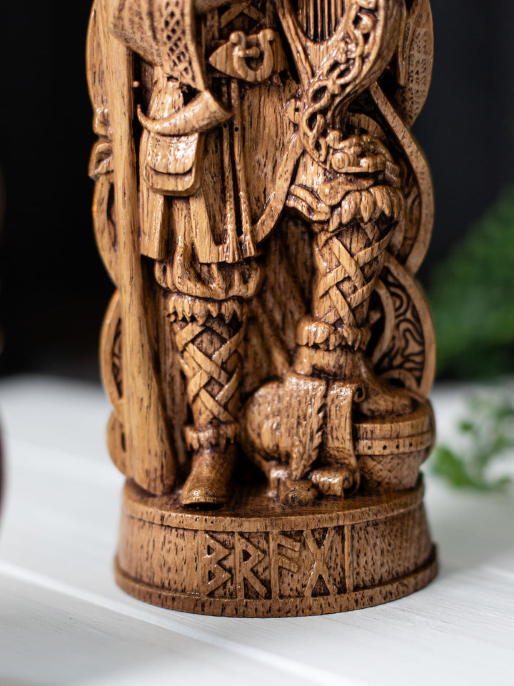 Bragi Figure - Norse God of Music Singing with Drum and Quill