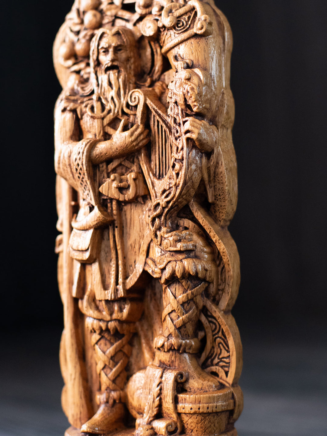Bragi Figure - Norse God of Music Singing with Drum and Quill