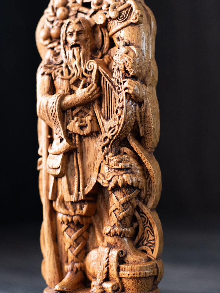 Bragi Figure - Norse God of Music Singing with Drum and Quill
