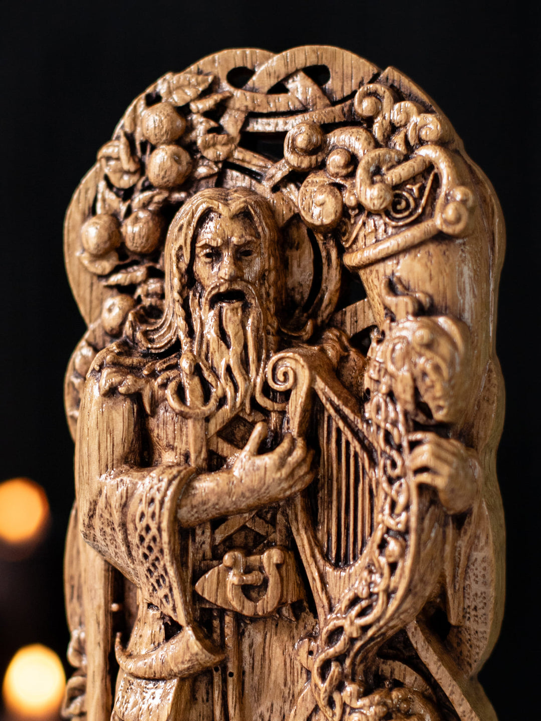 Bragi Figure - Norse God of Music Singing with Drum and Quill