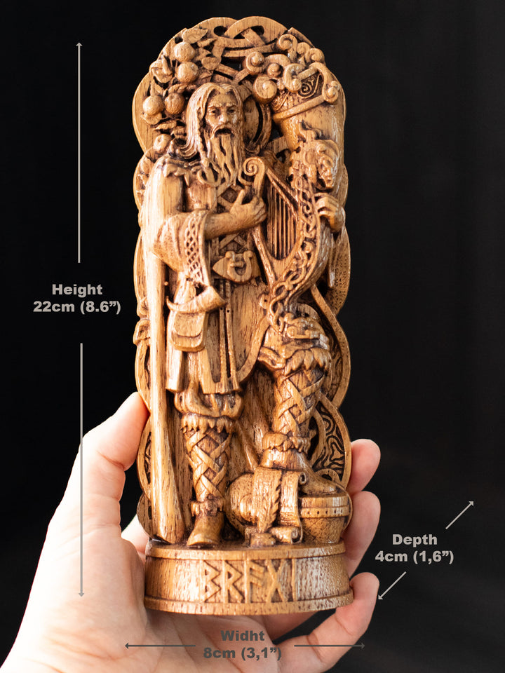Bragi Figure - Norse God of Music Singing with Drum and Quill
