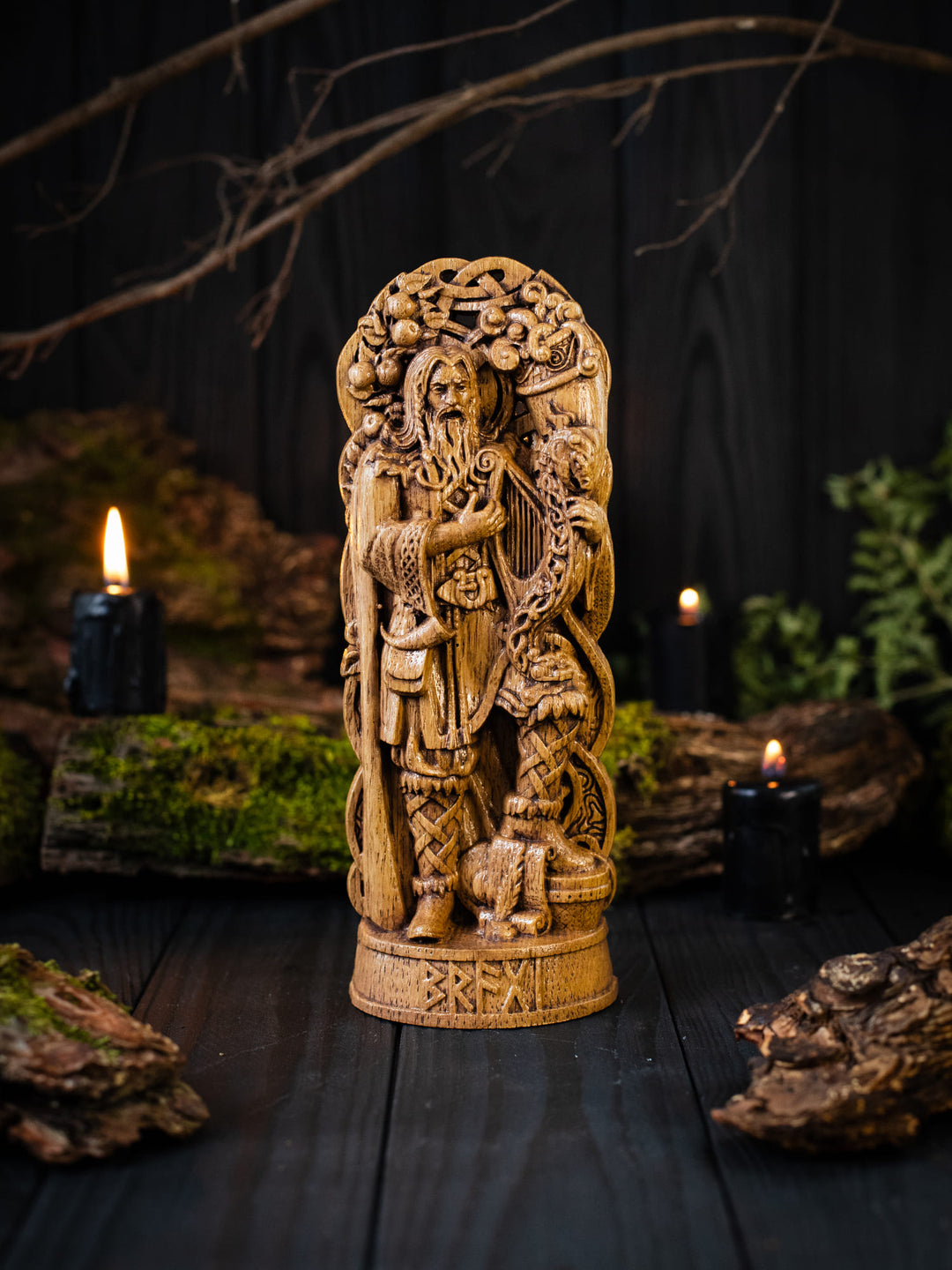 Bragi Figure - Norse God of Music Singing with Drum and Quill
