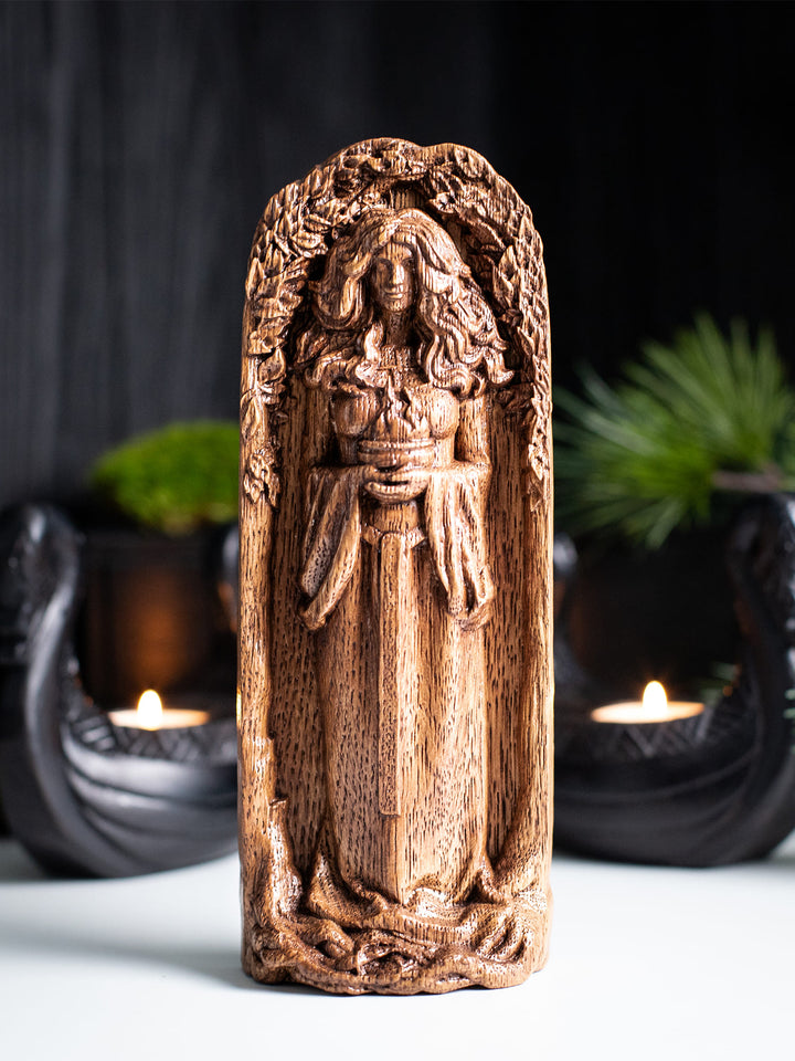 Brigid Celtic Goddess |Wooden statue, for wicca rituals