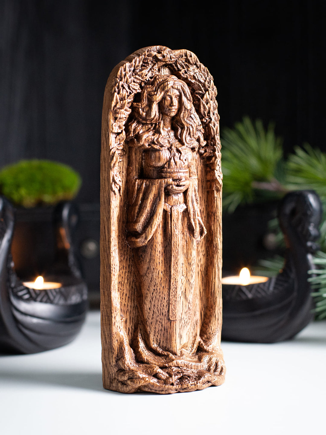 Brigid Celtic Goddess |Wooden statue, for wicca rituals
