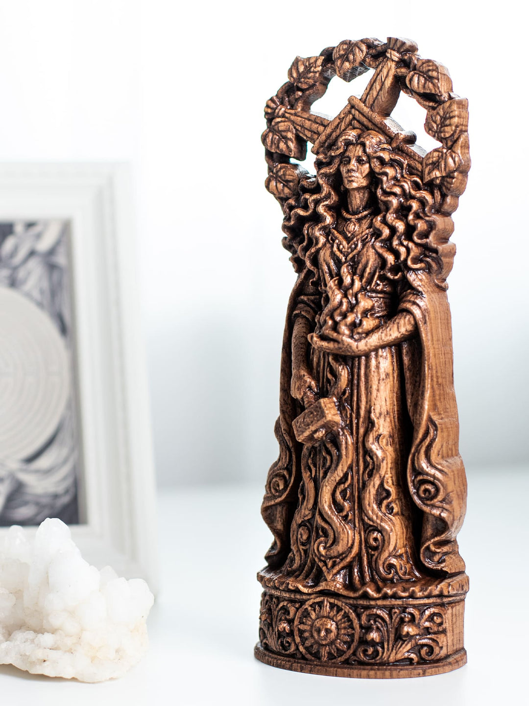 Brigid Celtic Goddess Wooden Statue