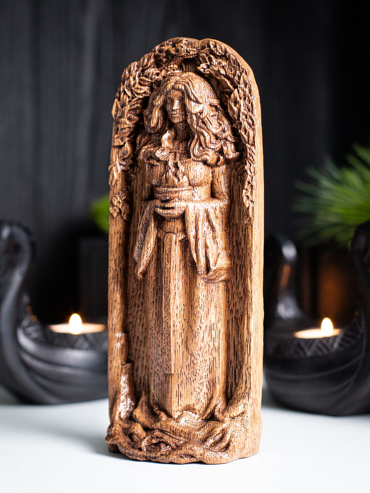 Brigid Celtic Goddess |Wooden statue, for wicca rituals