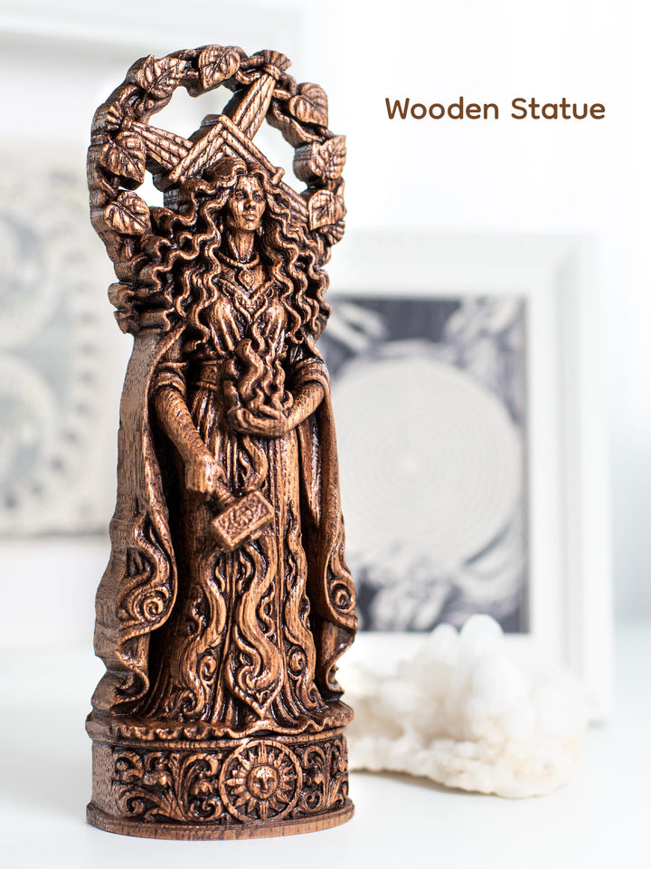 Brigid Celtic Goddess Wooden Statue