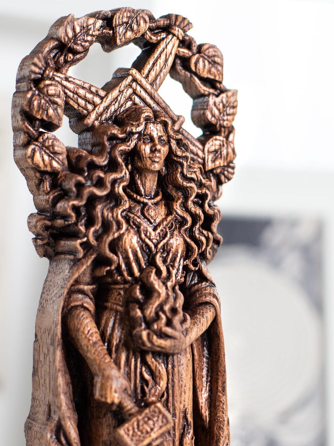 Brigid Celtic Goddess Wooden Statue