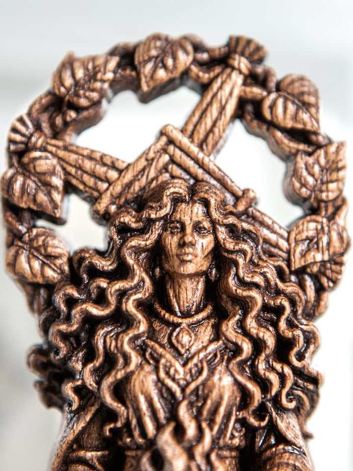 Brigid Celtic Goddess Wooden Statue