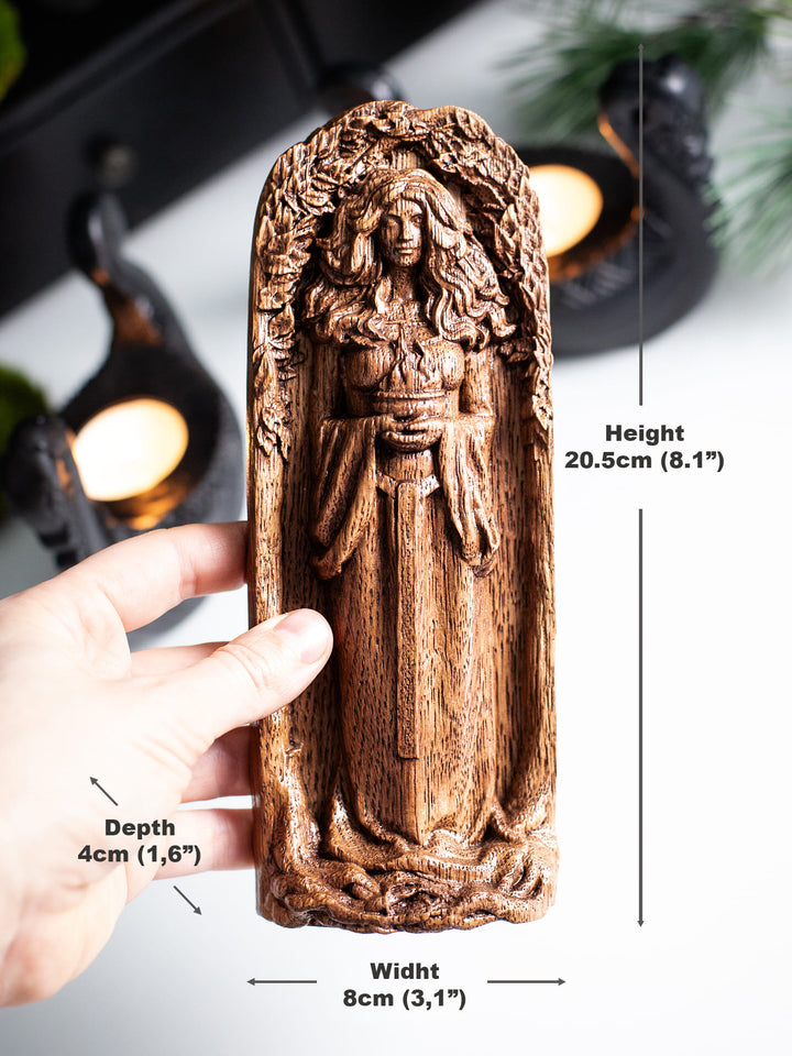 Brigid Celtic Goddess |Wooden statue, for wicca rituals