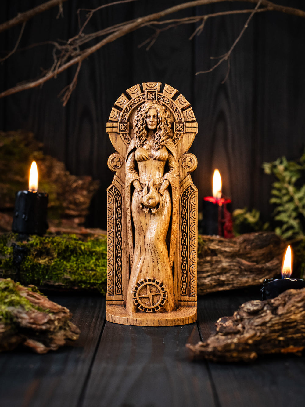 Detailed statue of Brigid the Flame, capturing her fiery essence and inspiration.