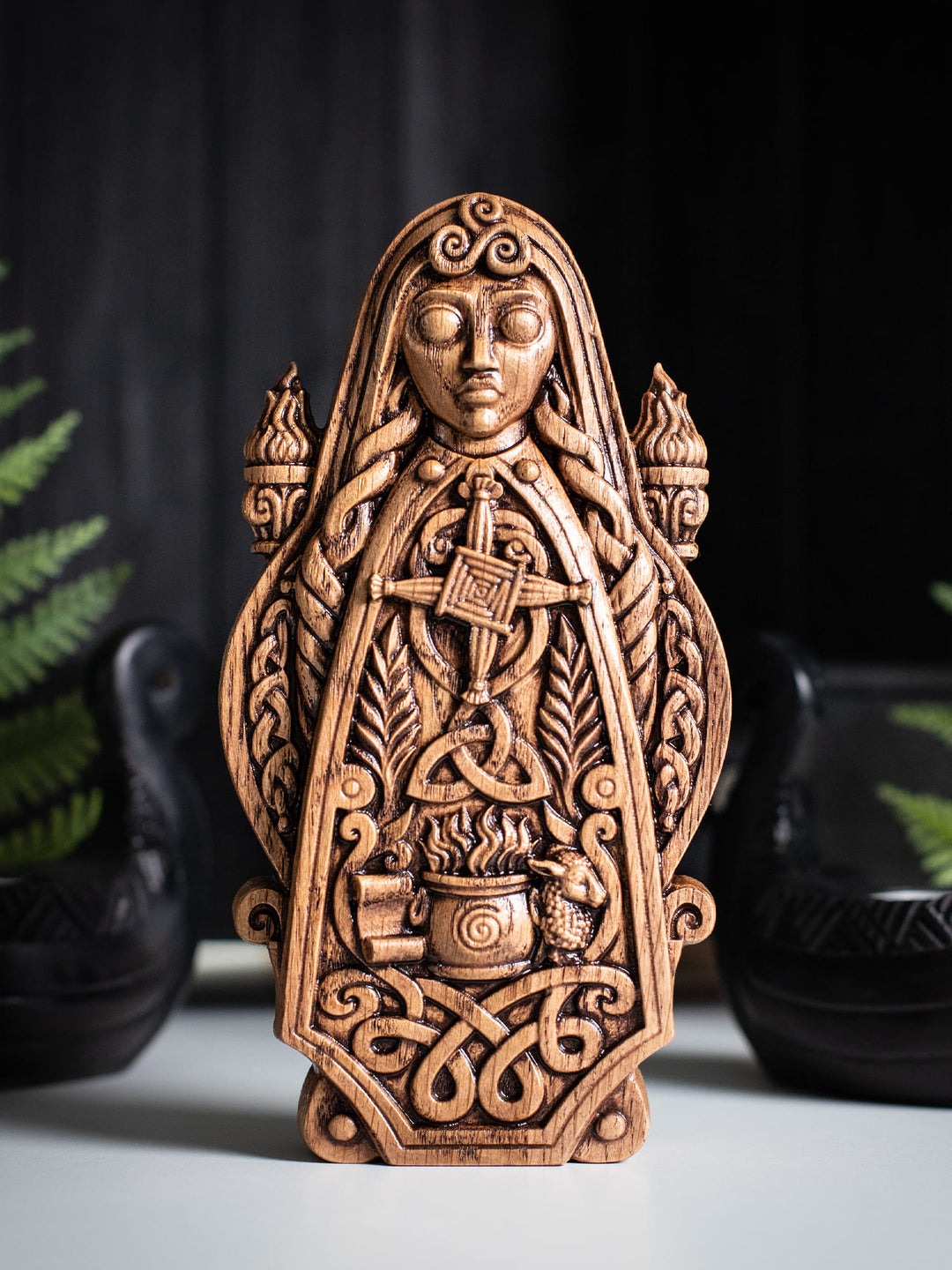 Brigid Celtic Goddess Wooden Bust