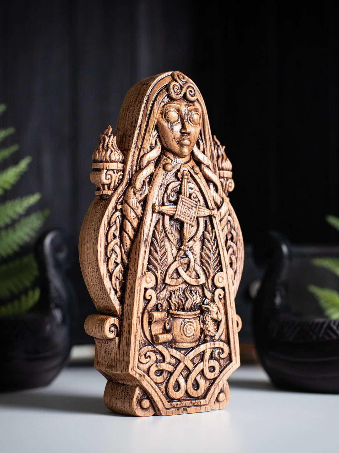 Brigid Celtic Goddess Wooden Bust