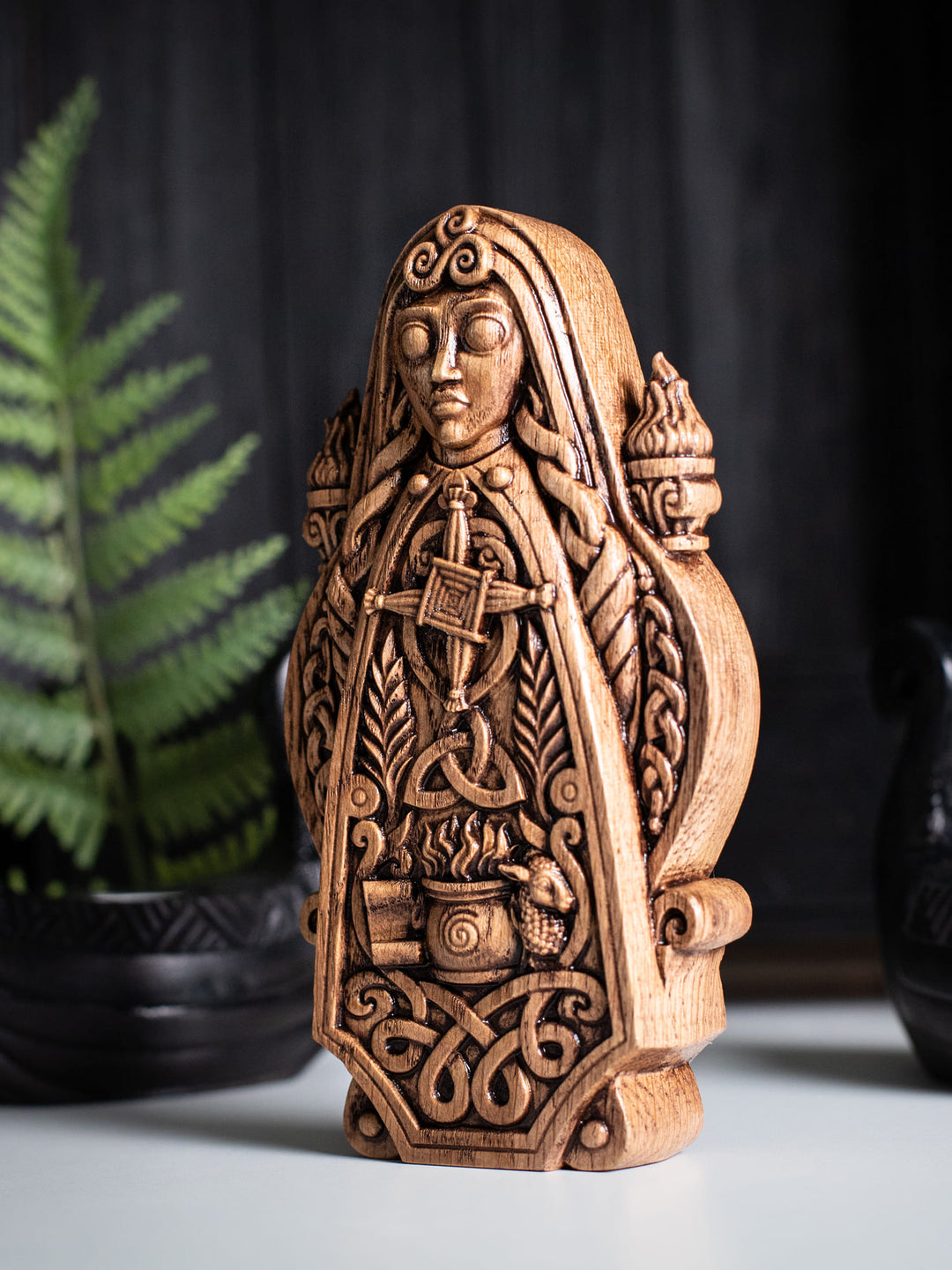 Brigid Celtic Goddess Wooden Bust