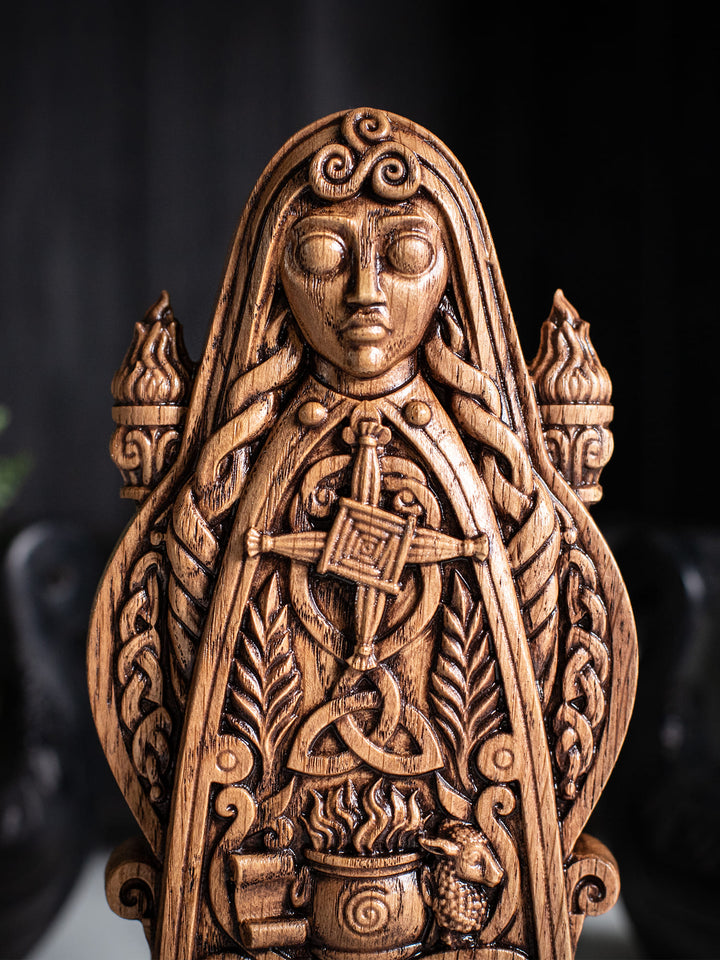 Brigid Celtic Goddess Wooden Bust