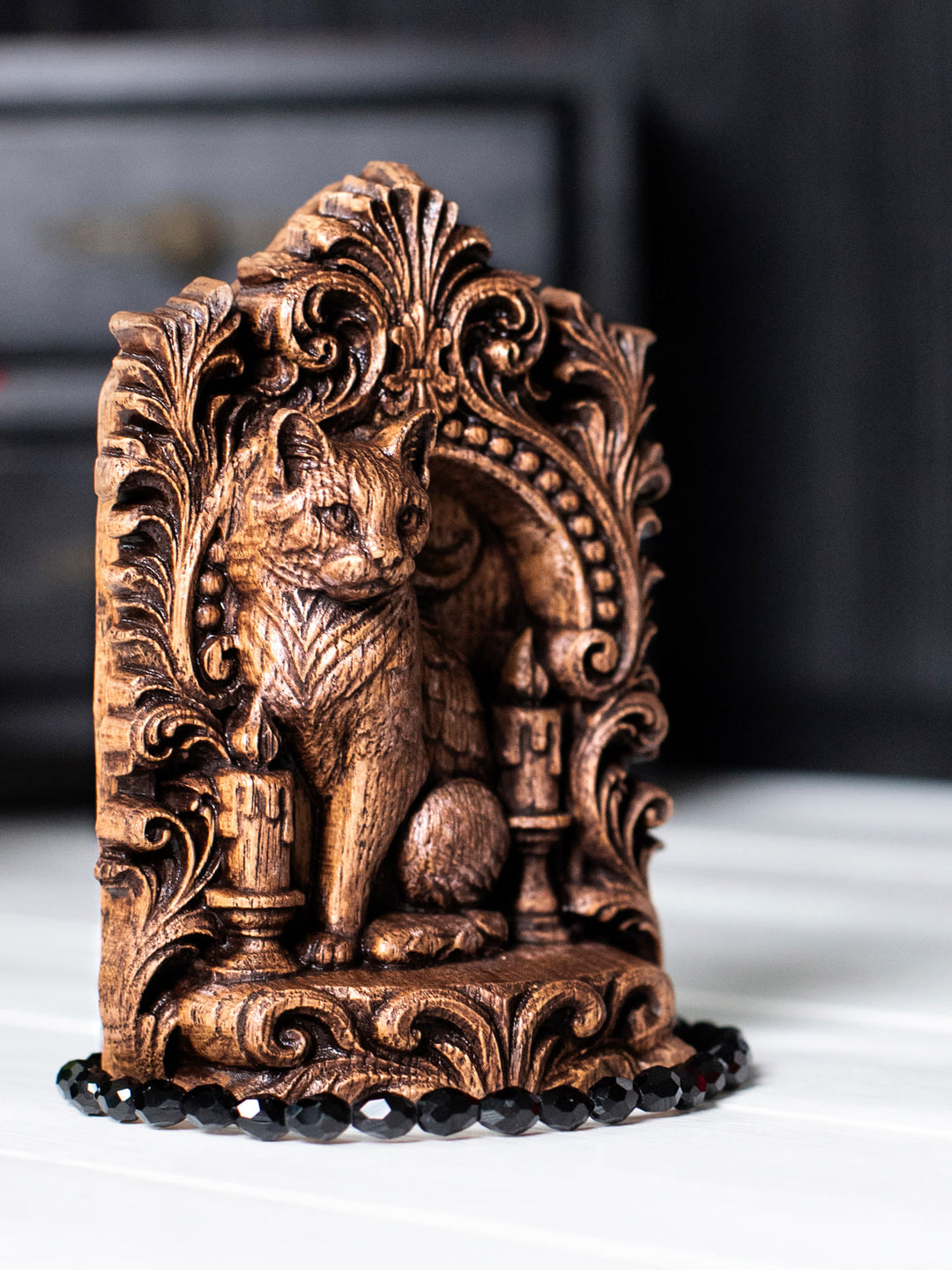 Cat Totem Statue – Wooden Cat Mystical Guardian Figurine