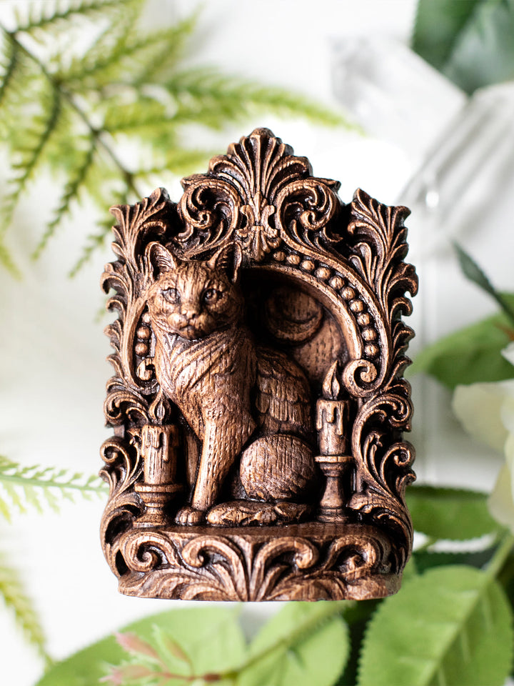 Cat Totem Statue – Wooden Cat Mystical Guardian Figurine
