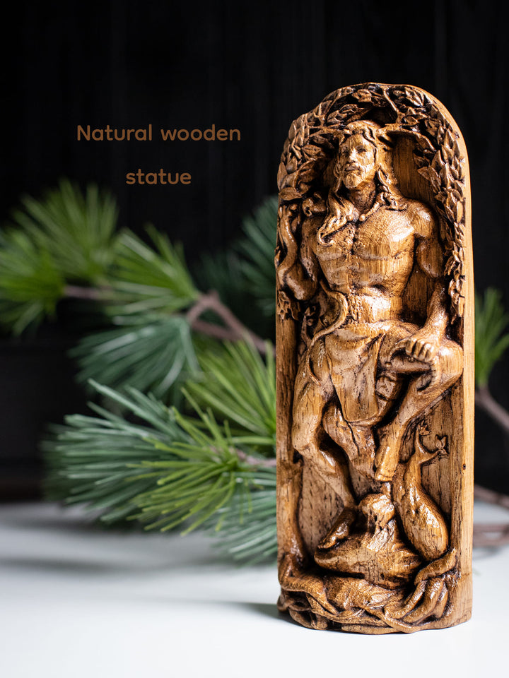 Cernunnos, Celtic God, Wooden statue, for Pagan Altar kit