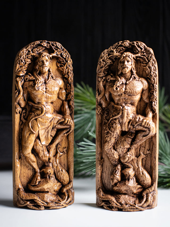 Cernunnos, Celtic God, Wooden statue, for Pagan Altar kit