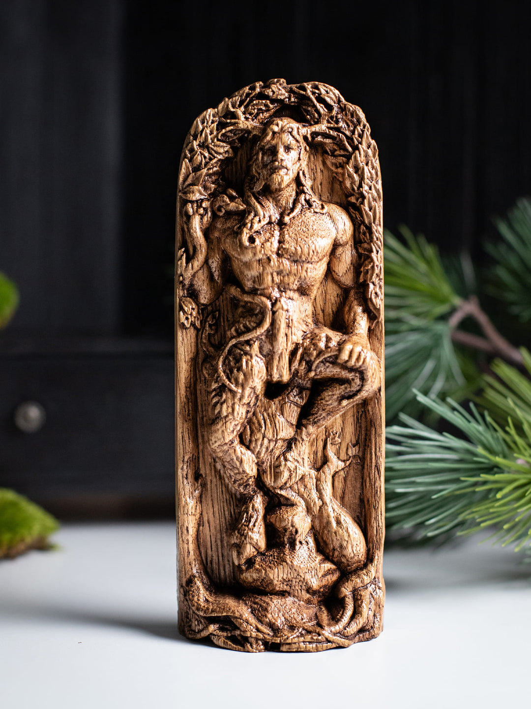 Cernunnos, Celtic God, Wooden statue, for Pagan Altar kit