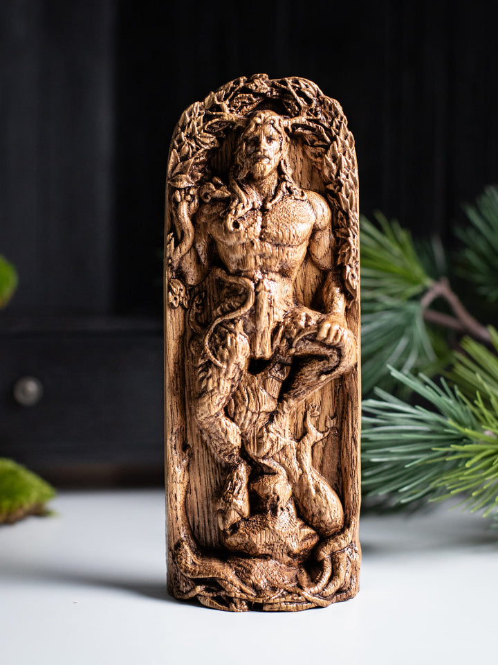 Cernunnos, Celtic God, Wooden statue, for Pagan Altar kit