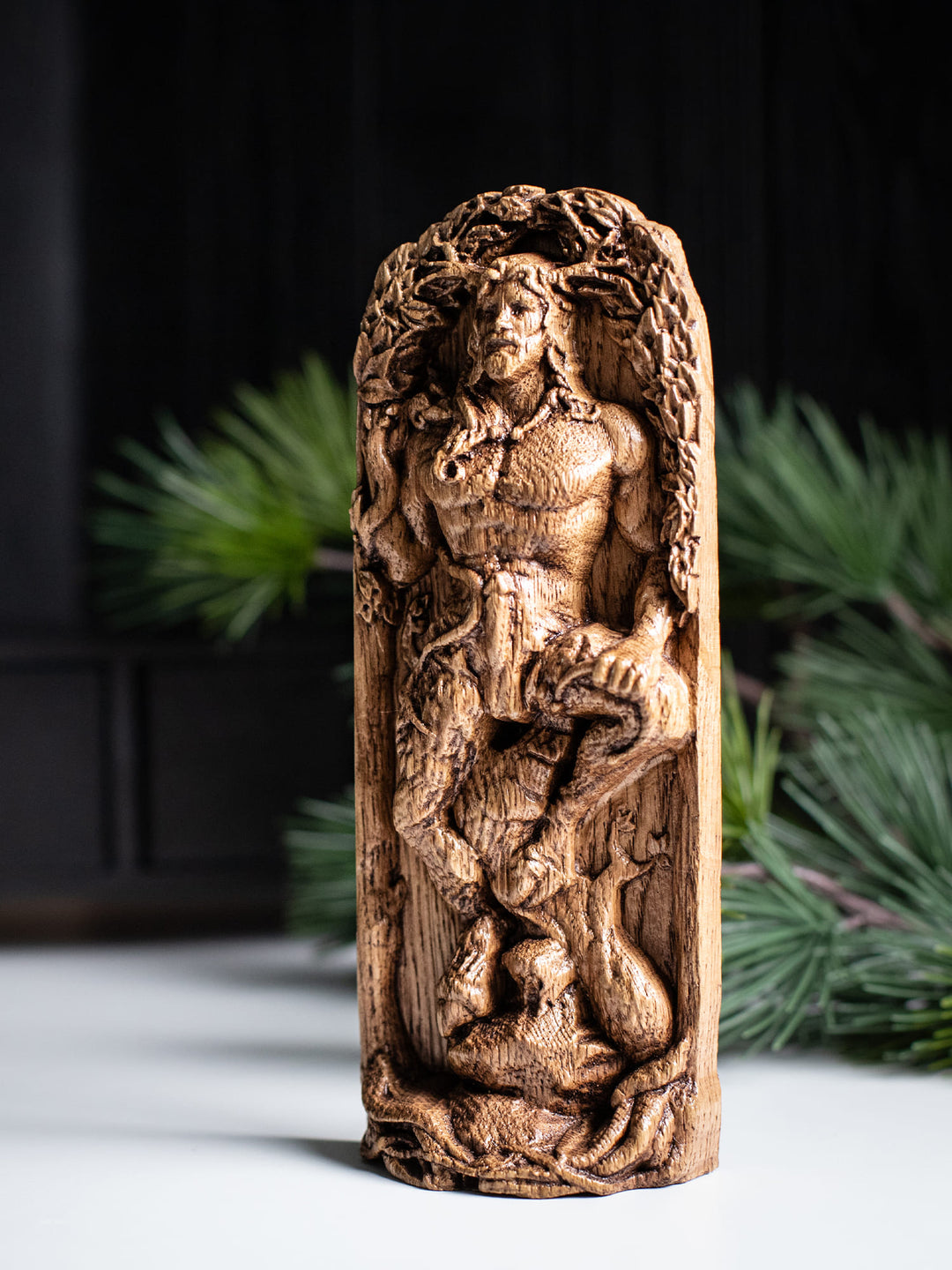 Cernunnos, Celtic God, Wooden statue, for Pagan Altar kit