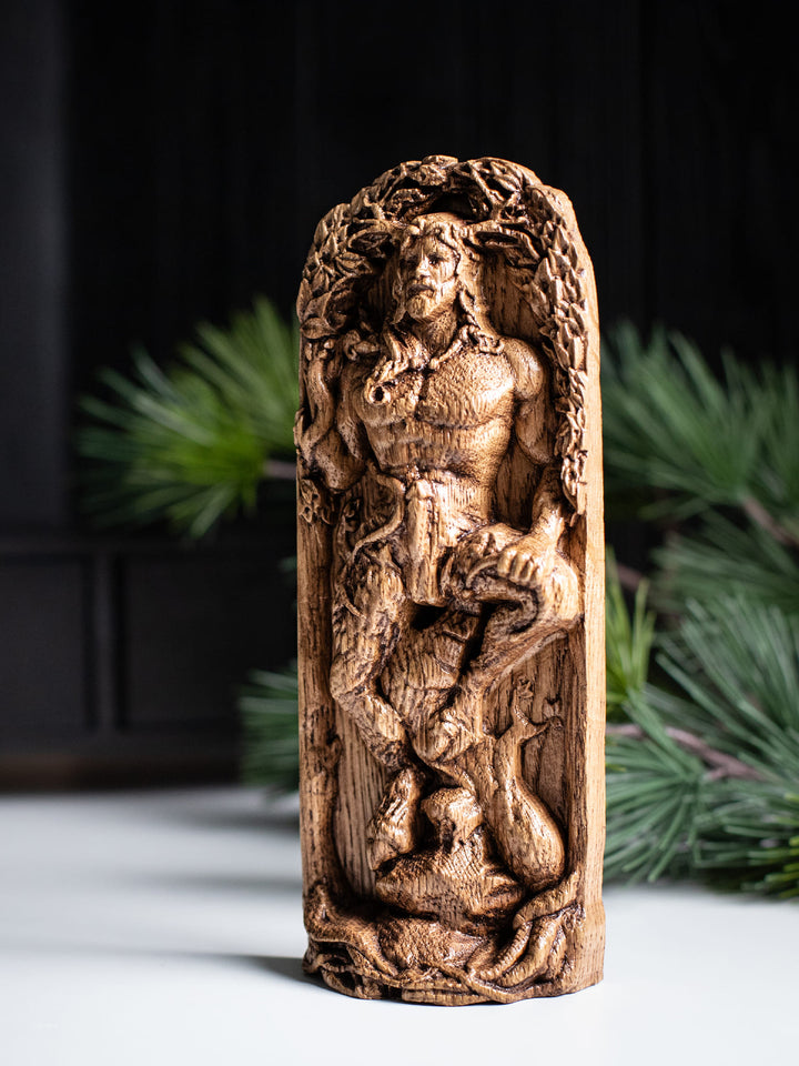 Cernunnos, Celtic God, Wooden statue, for Pagan Altar kit