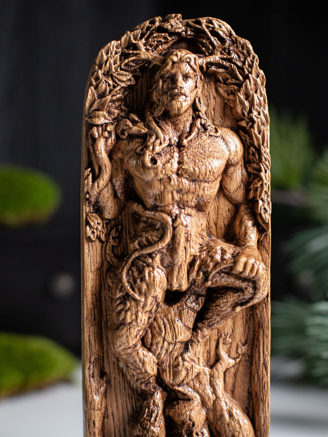 Cernunnos, Celtic God, Wooden statue, for Pagan Altar kit