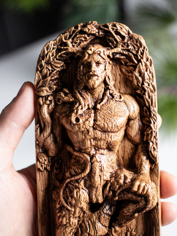 Cernunnos, Celtic God, Wooden statue, for Pagan Altar kit