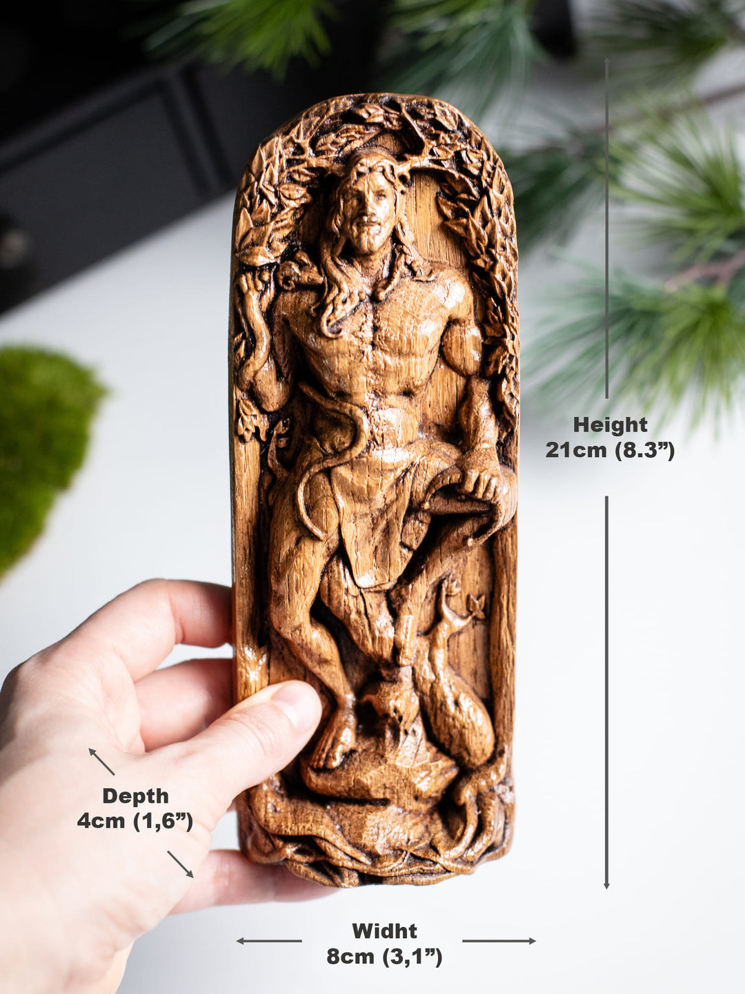 Cernunnos, Celtic God, Wooden statue, for Pagan Altar kit