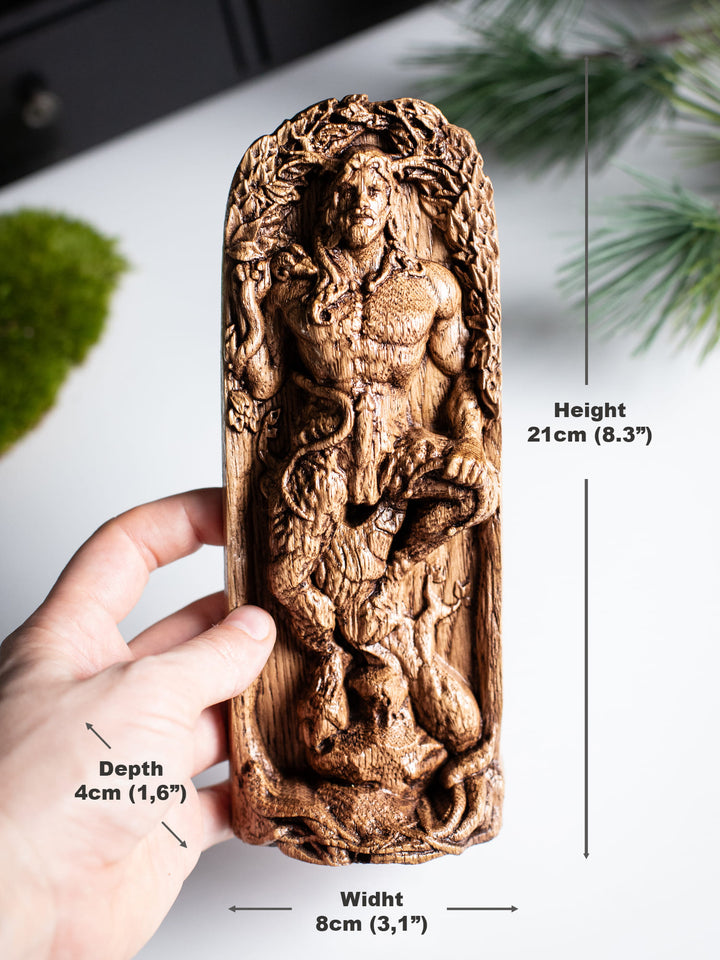 Cernunnos, Celtic God, Wooden statue, for Pagan Altar kit