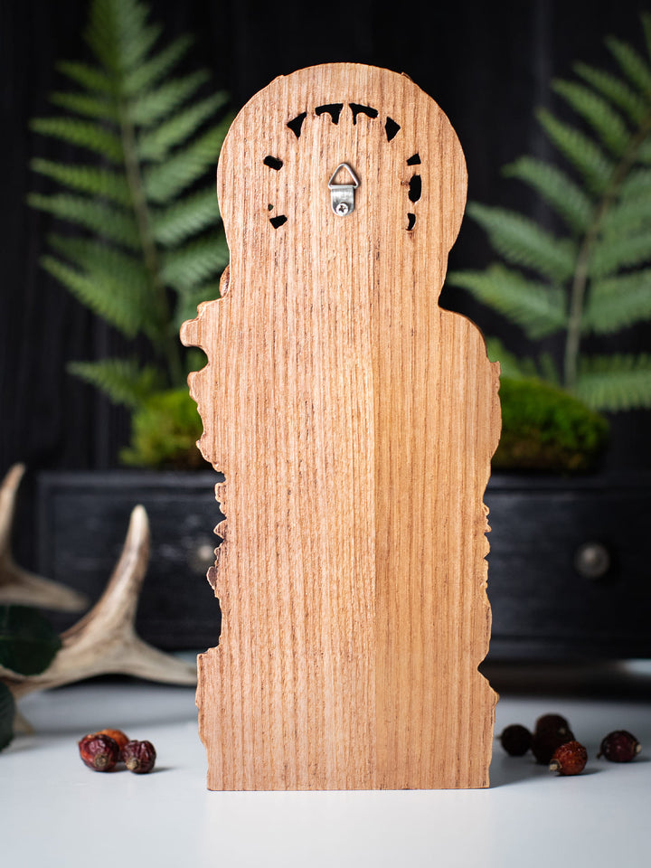 Cernunnos Horned God Statue, Wood Carving Fertility Idol