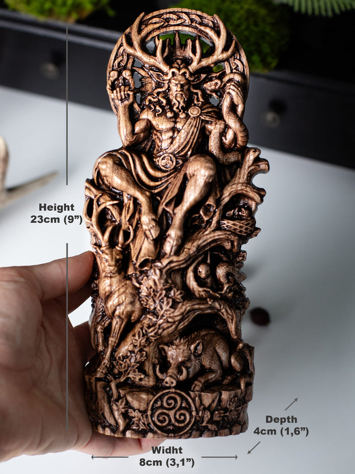 Cernunnos Horned God Statue, Wood Carving Fertility Idol