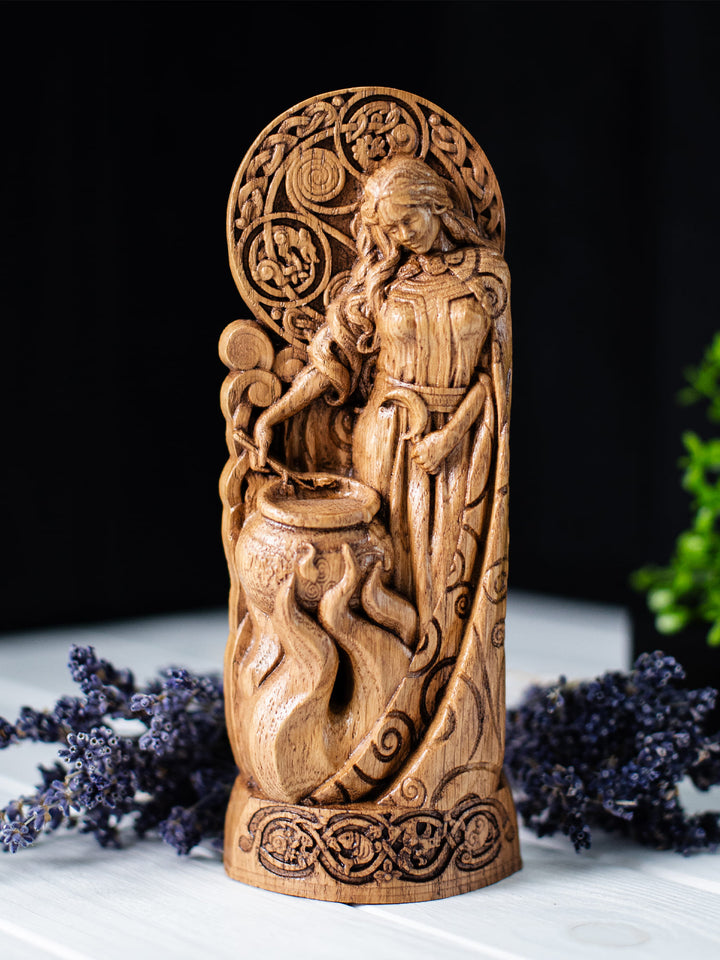 Ceridwen Figure - Celtic Goddess Brewing Potion with Transformation Cycle