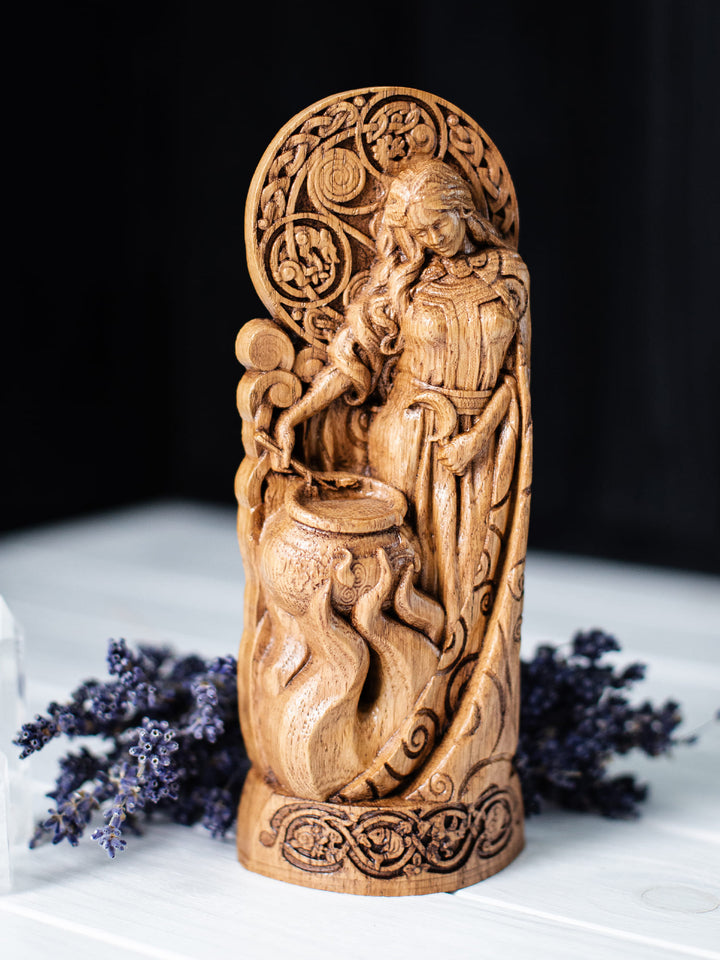 Ceridwen Figure - Celtic Goddess Brewing Potion with Transformation Cycle