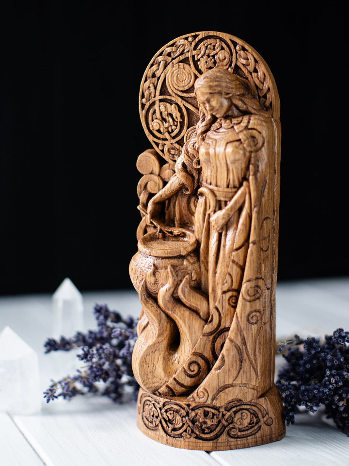 Ceridwen Figure - Celtic Goddess Brewing Potion with Transformation Cycle