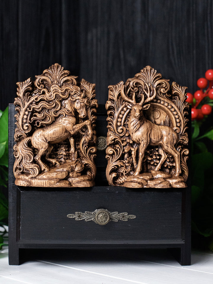 Deer Totem Wooden Statue