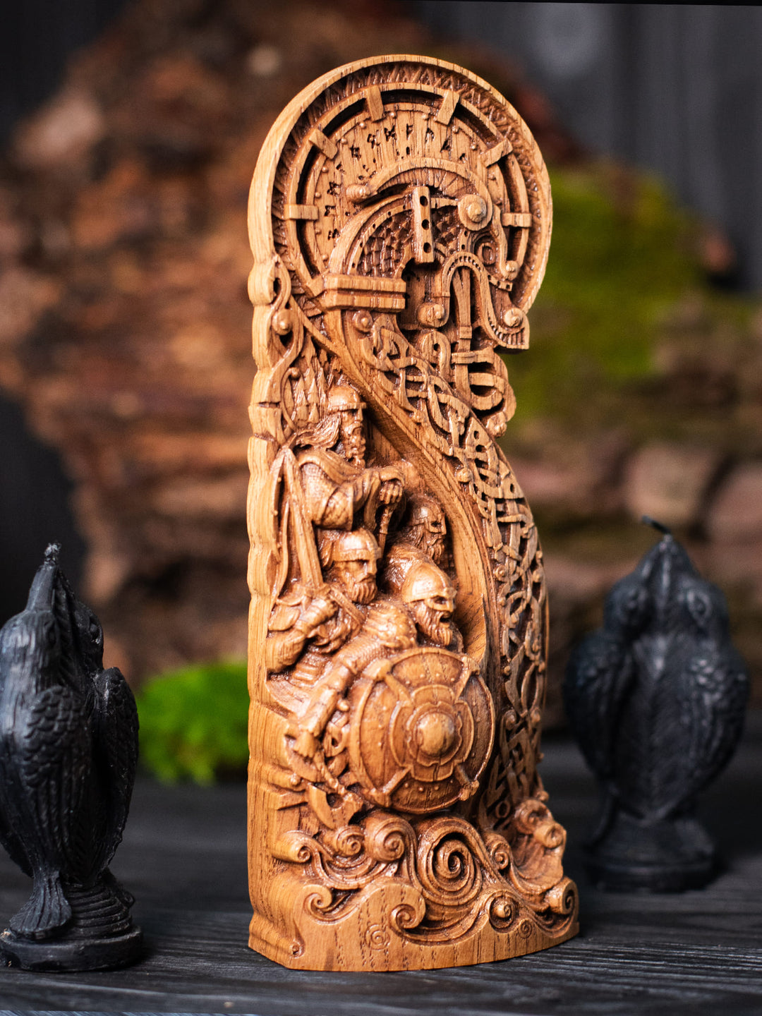 Drakkar Statuette - Viking Ship with Battle-Ready Warriors