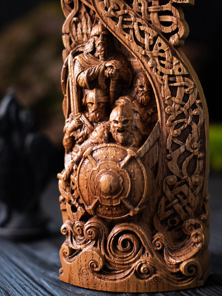 Drakkar Statuette - Viking Ship with Battle-Ready Warriors