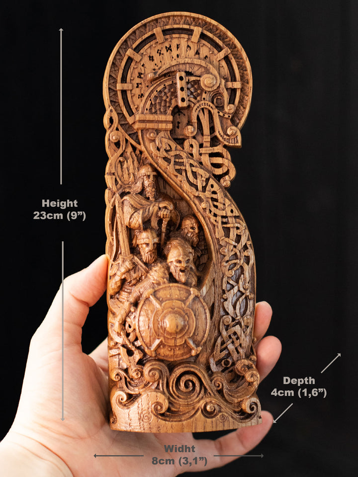 Drakkar Statuette - Viking Ship with Battle-Ready Warriors
